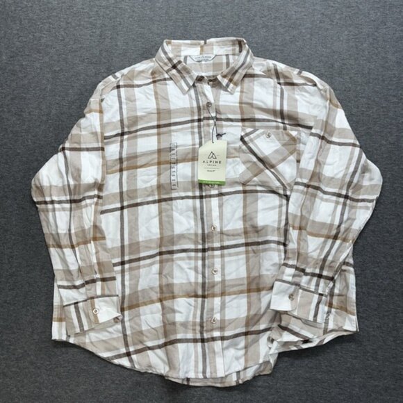 Alpine Design Women's Journey Oversize Flannel Size XXL White Harvest Plaid NWT - Picture 1 of 9